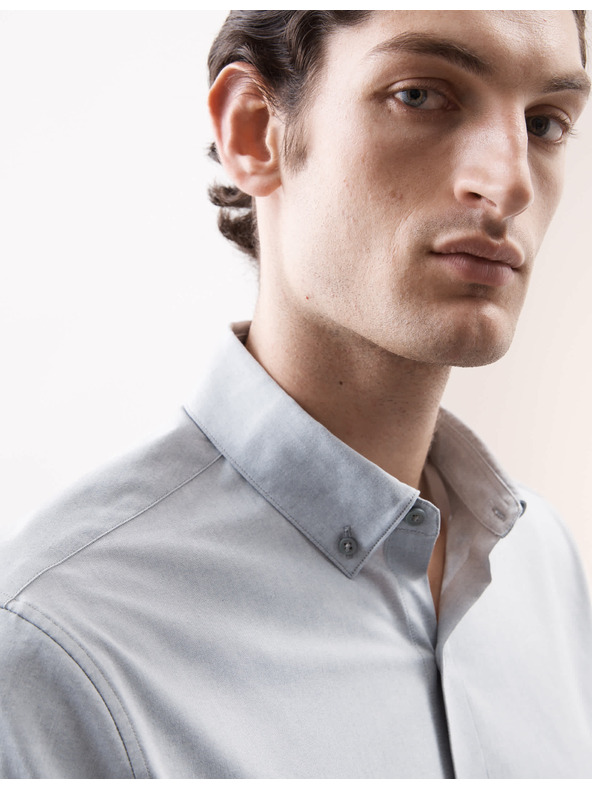 Marks & Spencer Разтегателна памучна риза с класически силует с технология 360 Flex™ Marks & Spencer сива