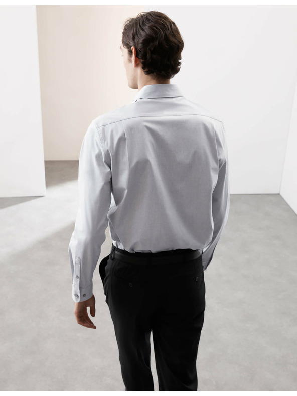 Marks & Spencer Разтегателна памучна риза с класически силует с технология 360 Flex™ Marks & Spencer сива