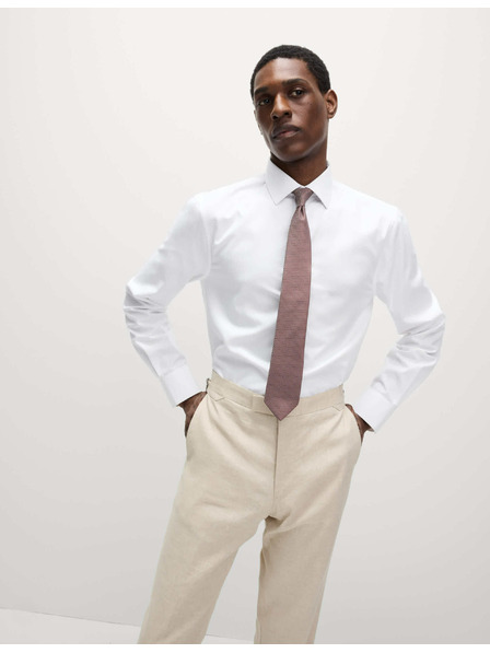 Marks & Spencer Риза с тесен силует и вратовръзка, лесна за гладене Marks & Spencer бяла