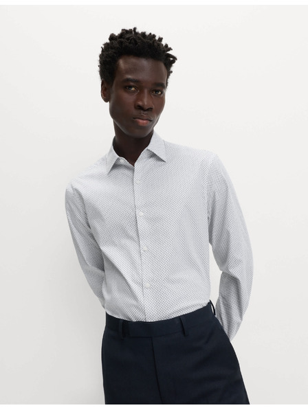 Marks & Spencer Риза с принт, нормален силует от чист памук Marks & Spencer бяла