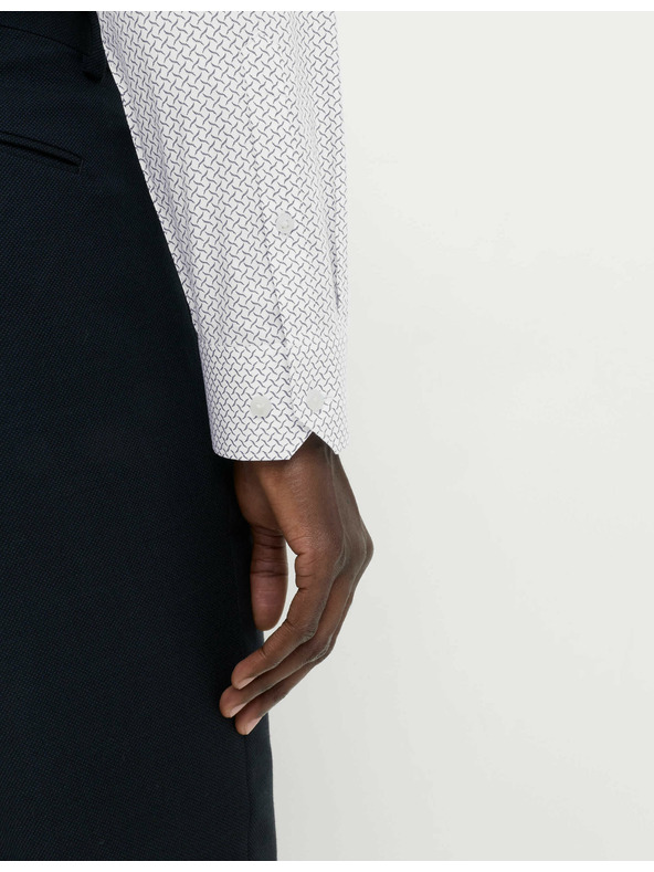 Marks & Spencer Риза с принт, нормален силует от чист памук Marks & Spencer бяла