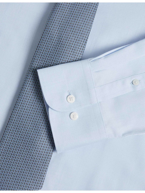 Marks & Spencer Риза с тесен силует и вратовръзка, лесна за гладене Marks & Spencer синя