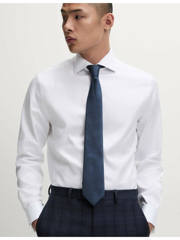 Marks & Spencer Райета риза с тесен силует от луксозен памук Marks & Spencer бяла