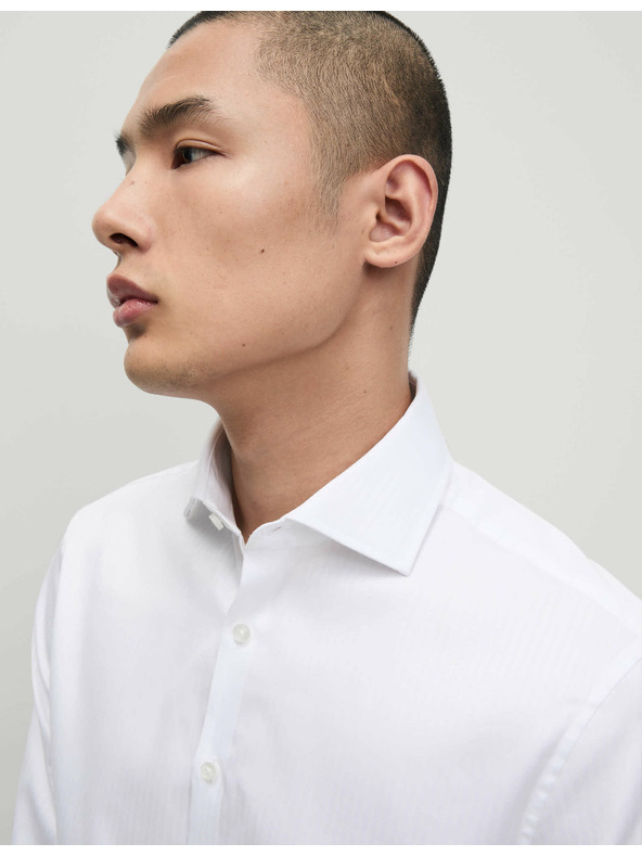 Marks & Spencer Райета риза с тесен силует от луксозен памук Marks & Spencer бяла