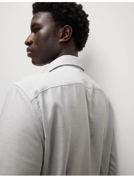 Marks & Spencer Луксозна риза с тесен силует от чист памук с текстура Marks & Spencer сива