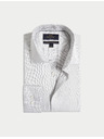 Marks & Spencer Луксозна риза с тесен силует от чист памук с текстура Marks & Spencer сива