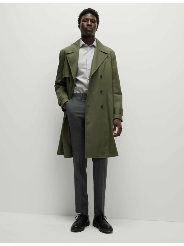 Marks & Spencer Луксозна риза с тесен силует от чист памук с текстура Marks & Spencer сива