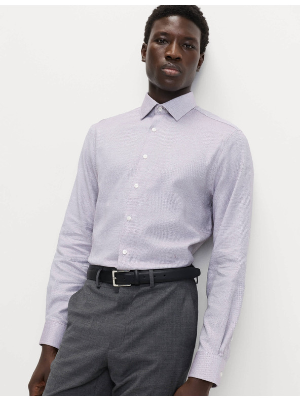 Marks & Spencer Луксозна риза с нормален силует от чист памук с текстура Marks & Spencer червена