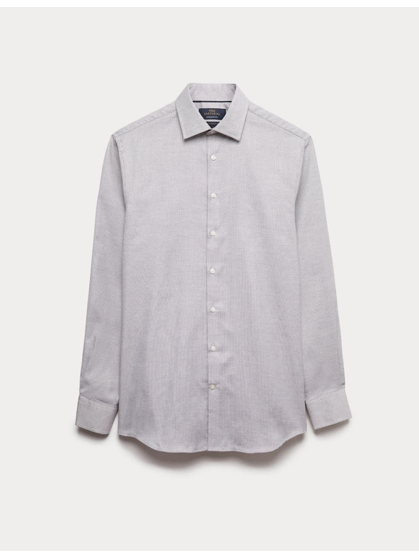 Marks & Spencer Луксозна риза с нормален силует от чист памук с текстура Marks & Spencer червена