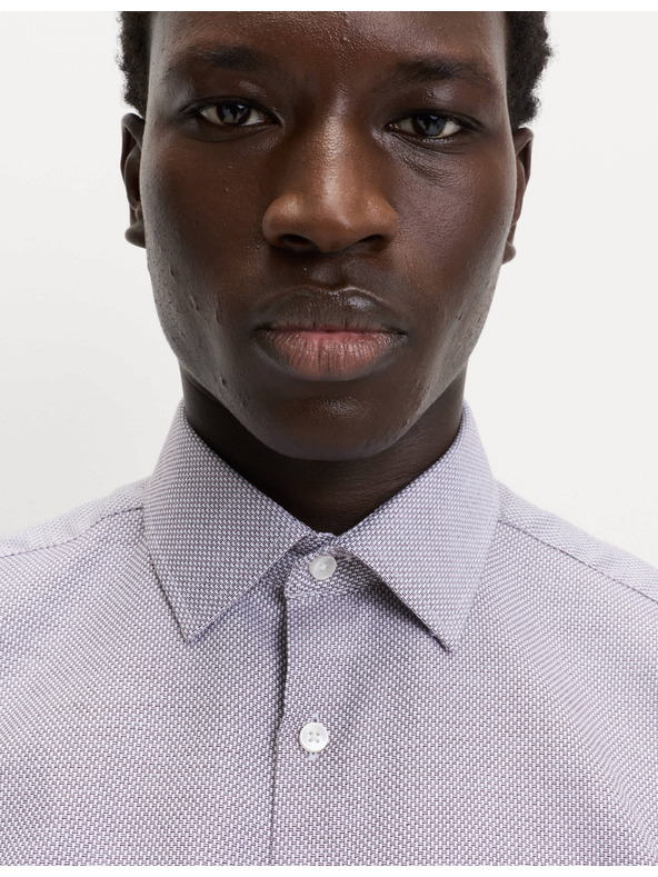 Marks & Spencer Луксозна риза с нормален силует от чист памук с текстура Marks & Spencer червена