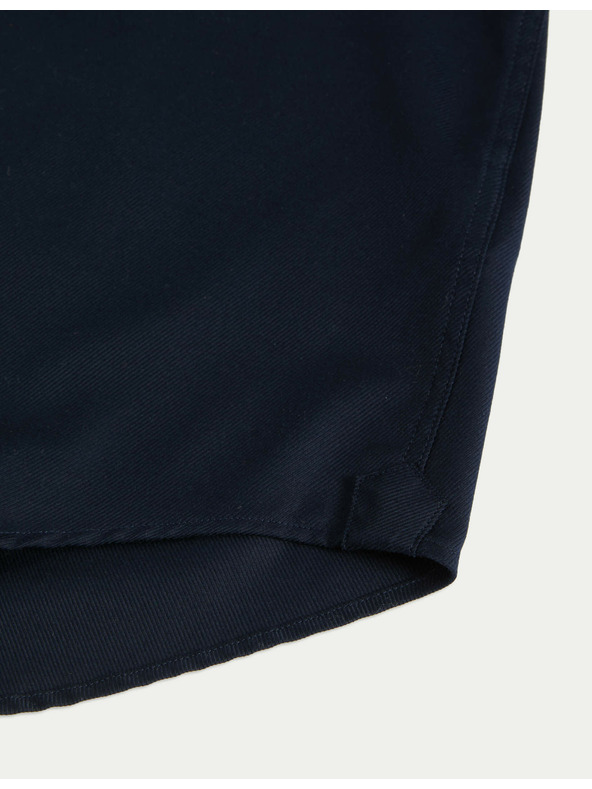 Marks & Spencer Кепрена риза с тесен силует от луксозен памук с двойна маншета Marks & Spencer морскосиня