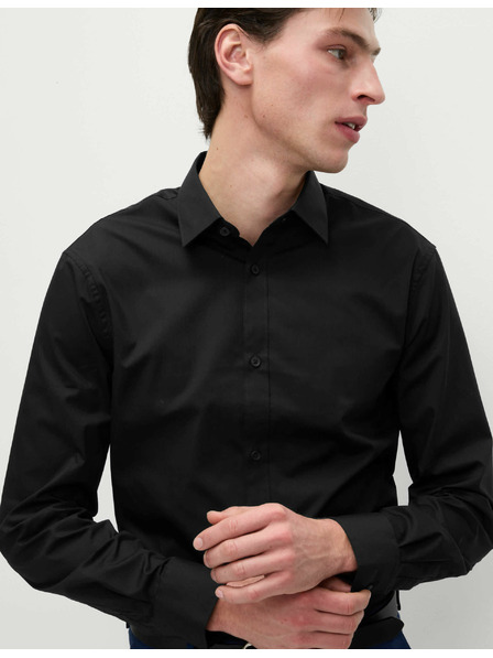 Marks & Spencer Черна риза с тесен силует, лесна за гладене Marks & Spencer