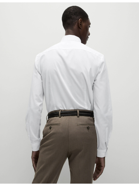 Marks & Spencer Бяла риза с тесен силует от памучна смес с незабавна грижа Marks & Spencer