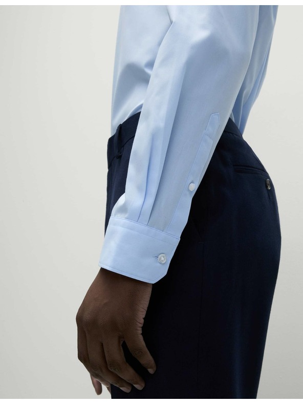 Marks & Spencer Риза с тесен силует от памучна смес с незабавна обработка Marks & Spencer синя