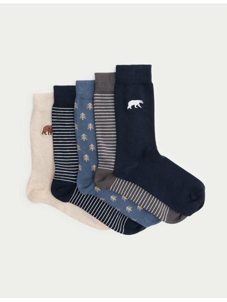 Marks & Spencer 5 чифта чорапи Cool & Fresh™ Bear с висок дял памук Marks & Spencer синя
