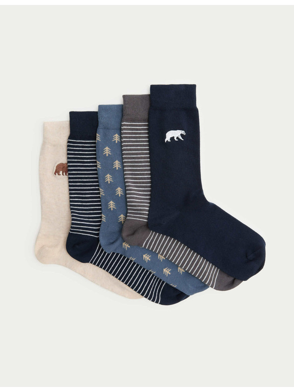 Marks & Spencer 5 чифта чорапи Cool & Fresh™ Bear с висок дял памук Marks & Spencer синя