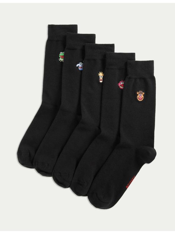 Marks & Spencer 5 бр. чорапи Cool Fresh™ Muppets с високо съдържание на памук Marks & Spencer черна