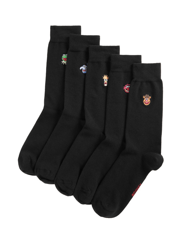 Marks & Spencer 5 бр. чорапи Cool Fresh™ Muppets с високо съдържание на памук Marks & Spencer черна
