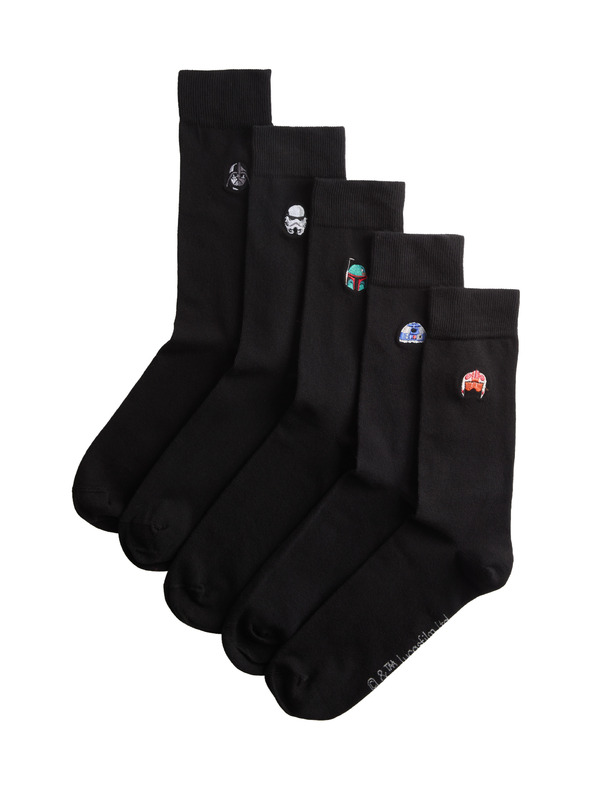 Marks & Spencer Комплект от 5 чифта чорапи с висок дял памук и мотив Star Wars™ Marks & Spencer черна