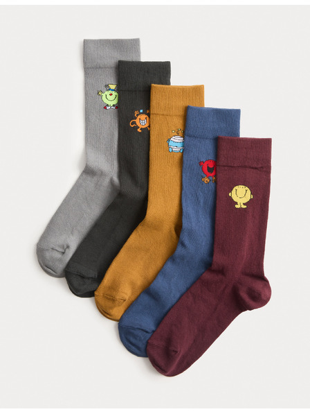 Marks & Spencer Чорапи Mr Men с висок дял памук, комплект от 5 бр. Marks & Spencer многоцветна