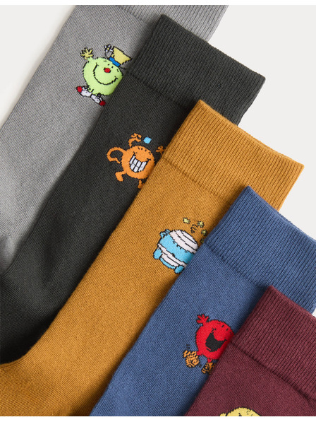 Marks & Spencer Чорапи Mr Men с висок дял памук, комплект от 5 бр. Marks & Spencer многоцветна