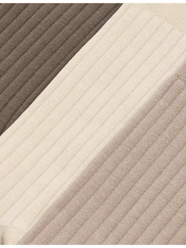 Marks & Spencer 3 чифта ребрести чорапи, с висок дял египетски памук Marks & Spencer кафява