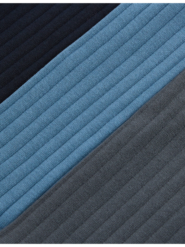 Marks & Spencer 3 чифта ребрести чорапи, с висок дял египетски памук Marks & Spencer синя