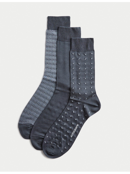 Marks & Spencer 3 бр. чорапи с мерсеризиран памук и различни десени Marks & Spencer военноморско синьо