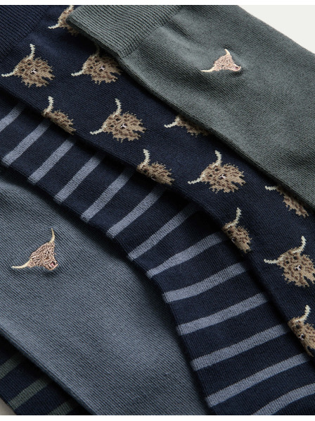 Marks & Spencer 5 бр. чорапи Cool Fresh™ Highland Cow Rich Cow Marks & Spencer синя