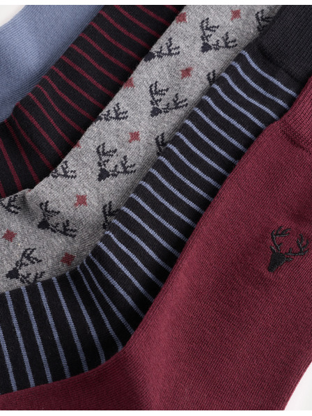 Marks & Spencer Чорапи C and F с мотив на елен, с висок дял памук, 5 чифта в опаковка Marks & Spencer военноморско синьо