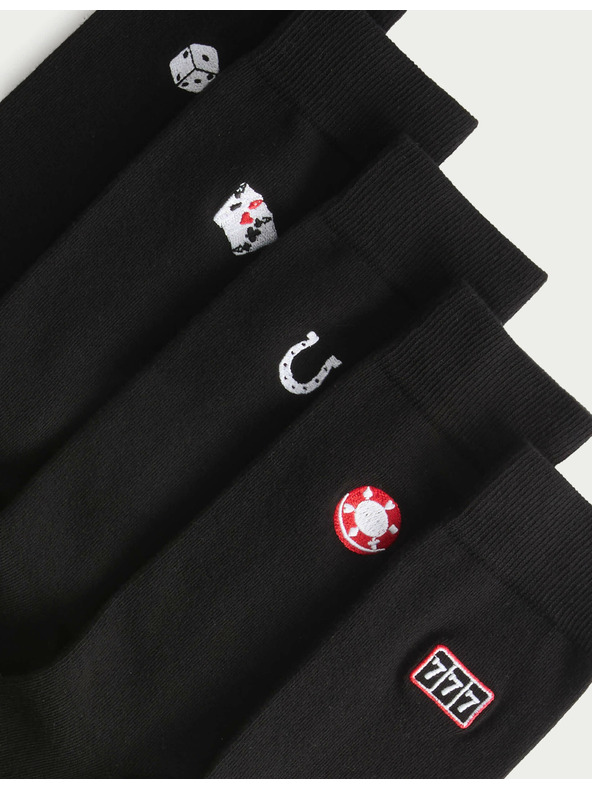 Marks & Spencer 5 чифта чорапи Cool & Fresh™ Casino с висок дял памук Marks & Spencer черна