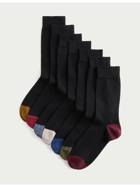 Marks & Spencer Чорапи Cool & Fresh™ с висок дял памук, в различни разцветки, комплект от 7 чифта Marks & Spencer черна