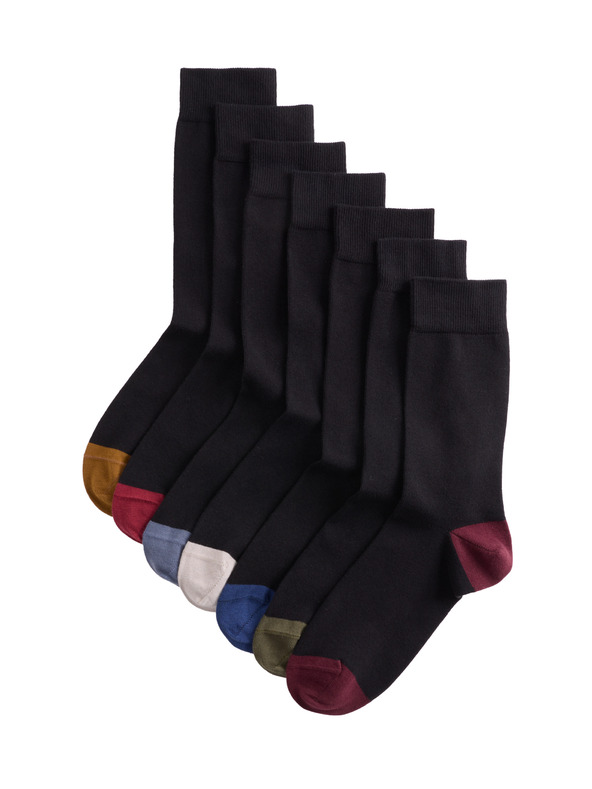 Marks & Spencer Чорапи Cool & Fresh™ с висок дял памук, в различни разцветки, комплект от 7 чифта Marks & Spencer черна