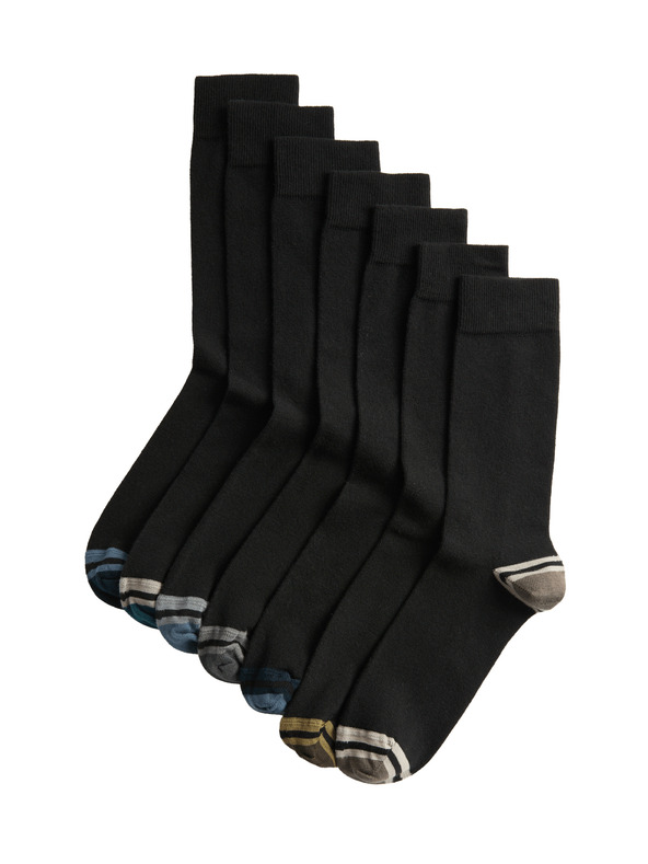 Marks & Spencer 7 чифта висококачествени памучни чорапи Cool & Fresh™ Marks & Spencer черни