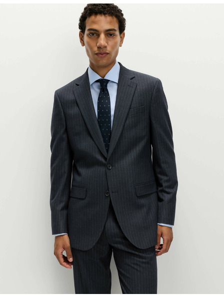 Marks & Spencer Костюмно сако с еластан и тънки райета, класически крой Marks & Spencer тъмносиня