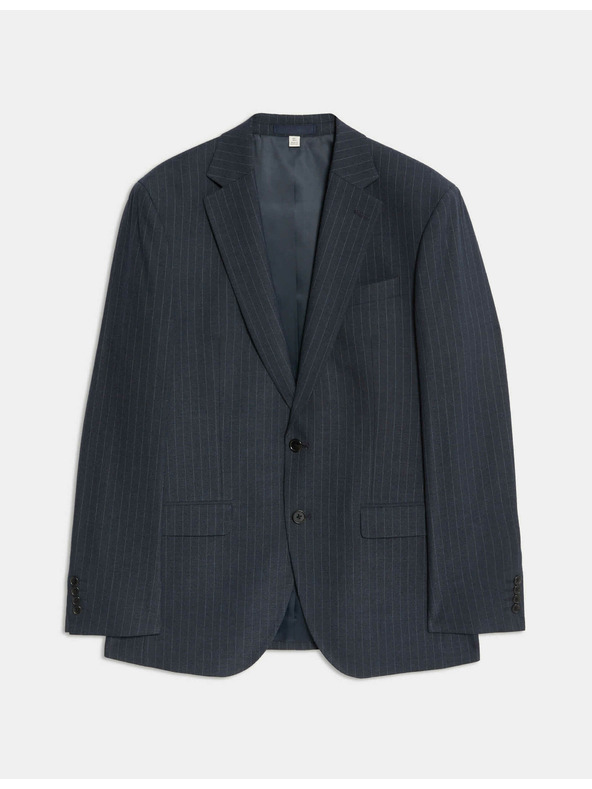 Marks & Spencer Костюмно сако с еластан и тънки райета, класически крой Marks & Spencer тъмносиня