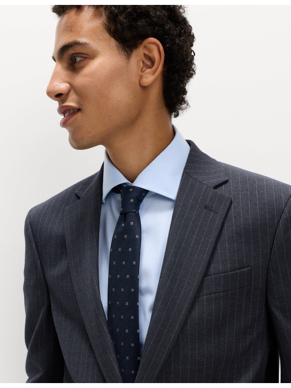 Marks & Spencer Костюмно сако с еластан и тънки райета, класически крой Marks & Spencer тъмносиня