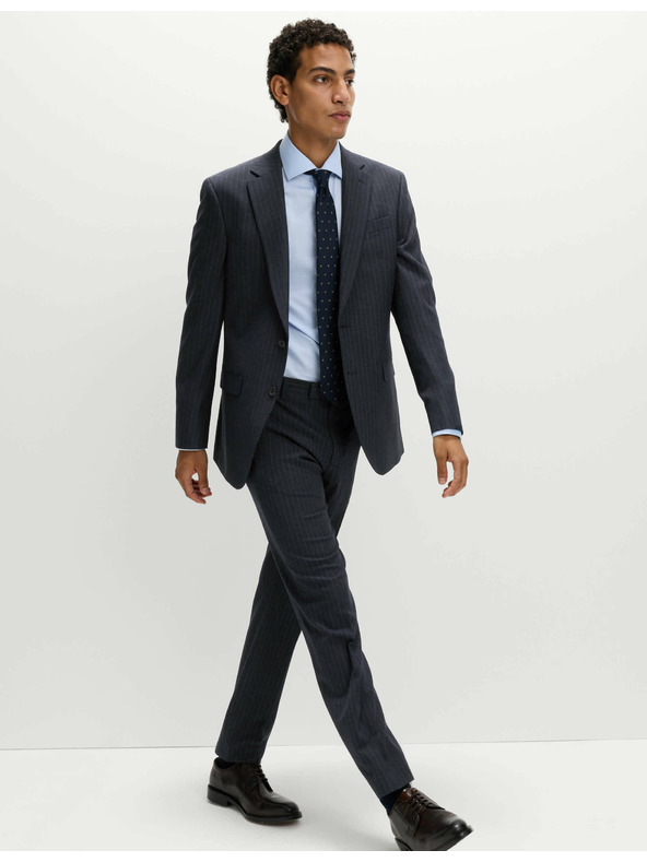 Marks & Spencer Костюмно сако с еластан и тънки райета, класически крой Marks & Spencer тъмносиня