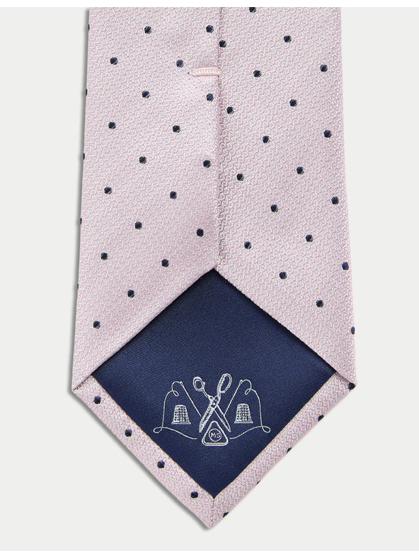 Marks & Spencer Точкована вратовръзка от чиста коприна Marks & Spencer розов