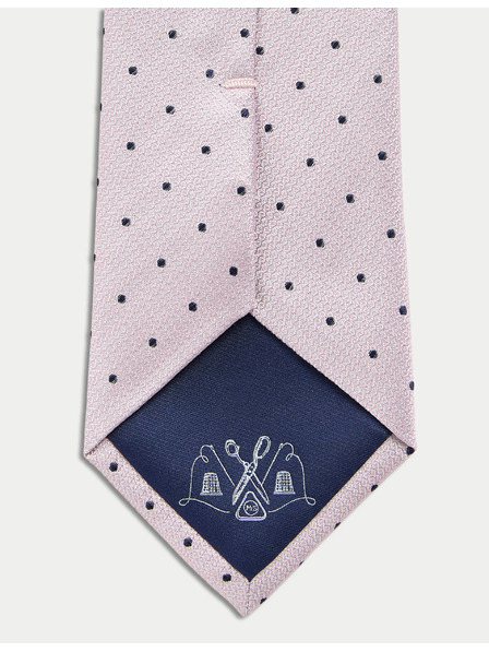 Marks & Spencer Точкована вратовръзка от чиста коприна Marks & Spencer розов