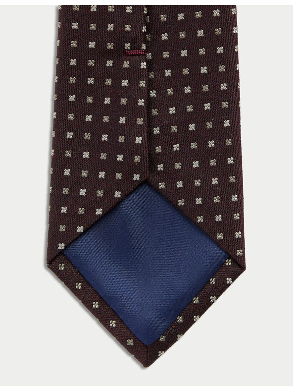 Marks & Spencer Вратовръзка с геометричен десен, с висок дял коприна и вълна Marks & Spencer червен
