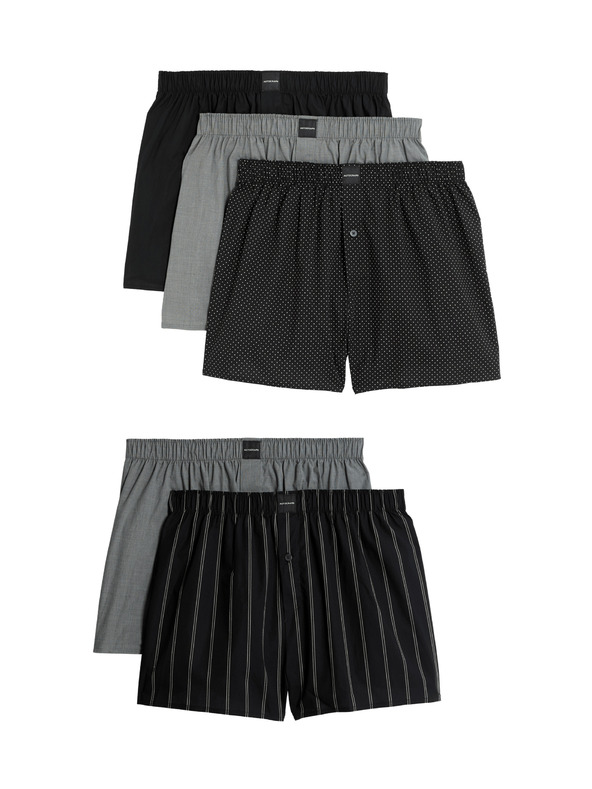 Marks & Spencer Тъкани боксерки Supima® с висок дял памук, 5 бр. в опаковка Marks & Spencer черен