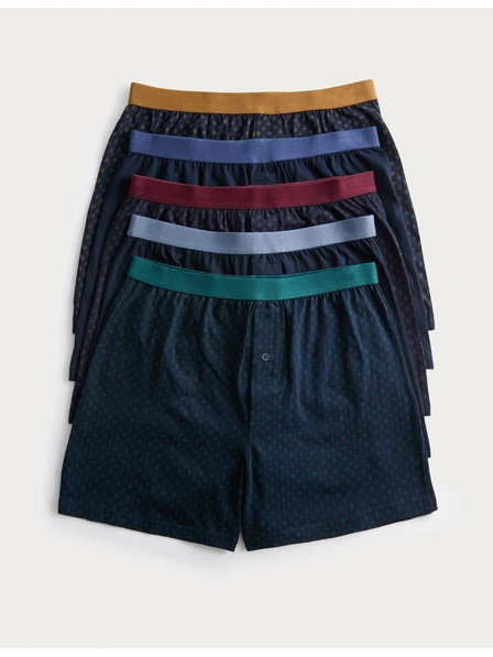 Marks & Spencer Трикотажни боксерки от чист памук с технология Cool & Fresh™ и геометричен мотив, комплект 5 бр. Marks & Spencer тъмносин