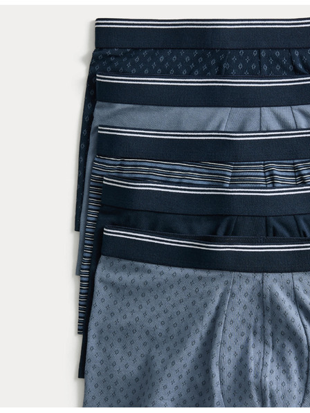 Marks & Spencer Бокови разтегливи памучни боксерки с технология Cool & Fresh™, 5 бр. Marks & Spencer син