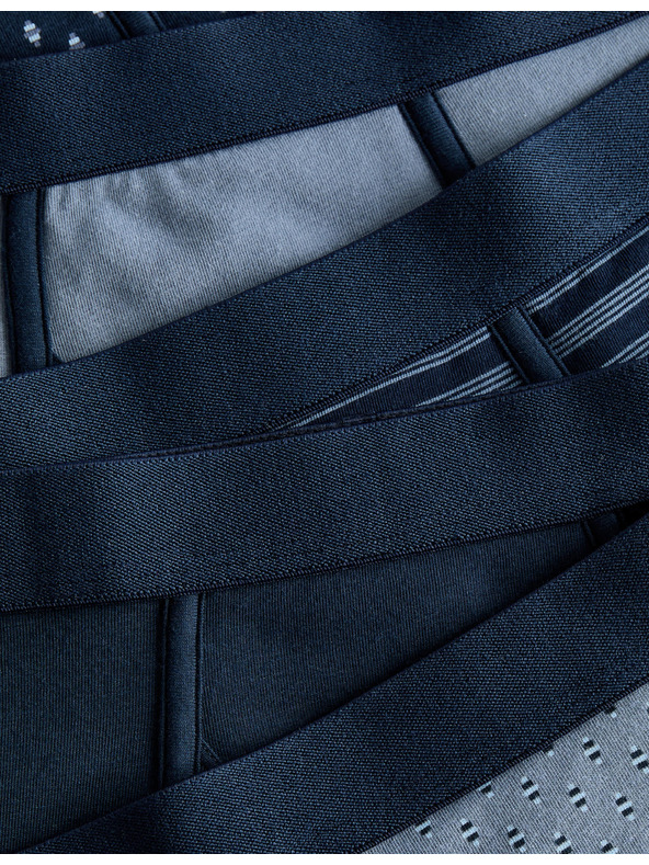 Marks & Spencer Боксерки от памучна материя с еластичност и геометричен десен, 5 бр. Marks & Spencer син