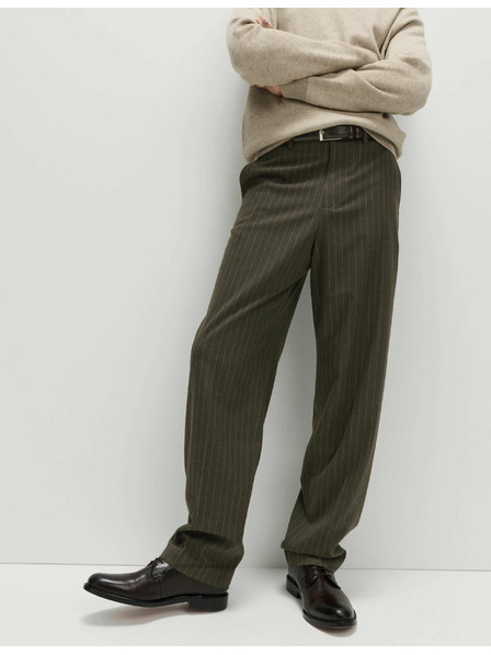 Marks & Spencer Гладки свободни панталони с фини ивици Marks & Spencer кафяв