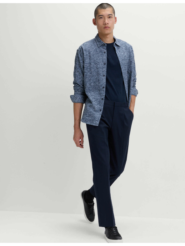 Marks & Spencer Елегантни панталони с еластична талия от памучна смес Marks & Spencer тъмносин