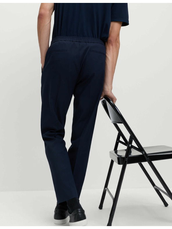 Marks & Spencer Елегантни панталони с еластична талия от памучна смес Marks & Spencer тъмносин