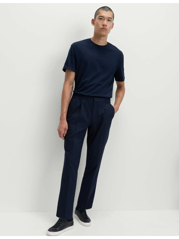 Marks & Spencer Елегантни панталони с еластична талия от памучна смес Marks & Spencer тъмносин