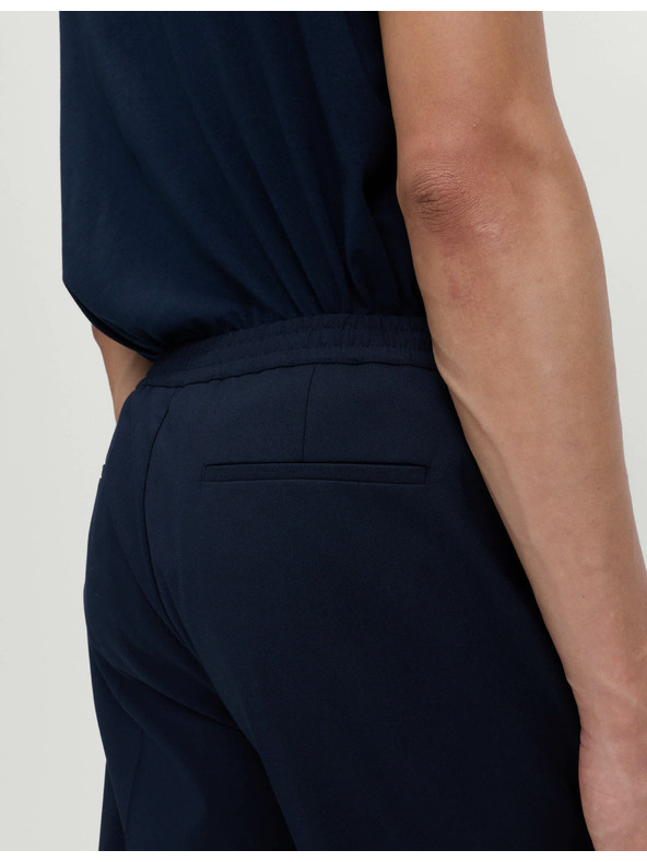 Marks & Spencer Елегантни панталони с еластична талия от памучна смес Marks & Spencer тъмносин